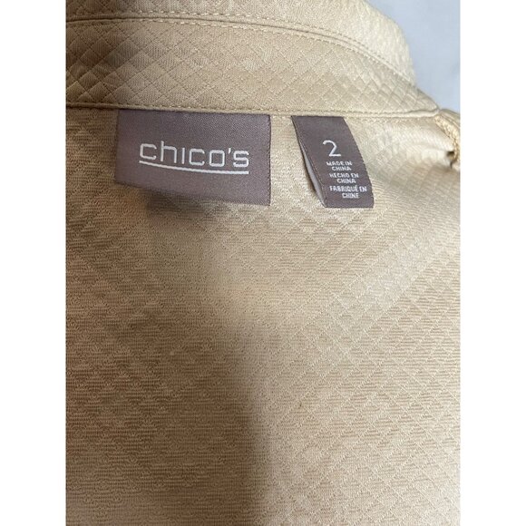 Chico's Size 2 US L-12 Beige Textured Jacquard Jacket Business Preppy Minimalist - Picture 2 of 16